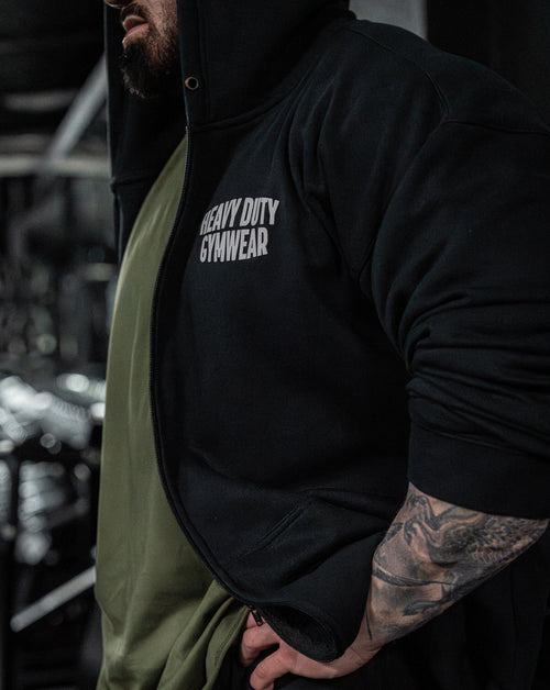 White on Black Zip Up Hoodie